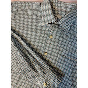 Peter Millar Shirt Mens Button Blue White Orange Plaid/Checker XL NWOT